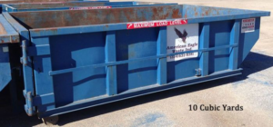 A 10 cubic yard dumpster rental from American Eagle Waste, perfect for junk removal in Saint Louis, MO.