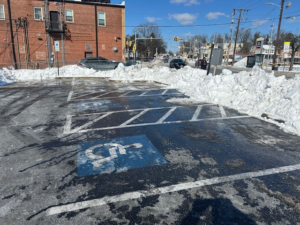 A cleared accessible parking spot after snow removal by East Coast Services LLC in Baltimore, MD.