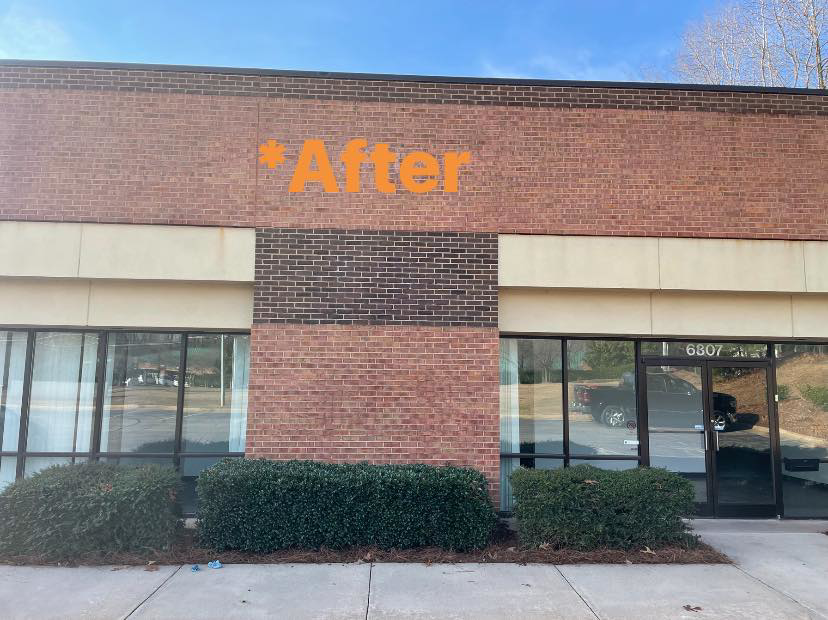 After photo of a commercial building with beautifully stained brick by East Coast Brick Staining in Raleigh, NC.