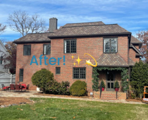 After photo of a house exterior with uniformly stained brick by East Coast Brick Staining in Raleigh, NC.