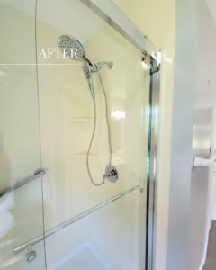 A close-up "after" photo of a renovated shower with new fixtures by Modern Bath, LLC in Knoxville, TN.
