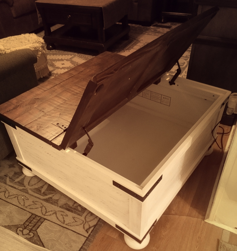 A newly assembled lift-top coffee table, showcasing furniture assembly services by Berryhill Handyman and Home Preservation in Jonesboro, AR.