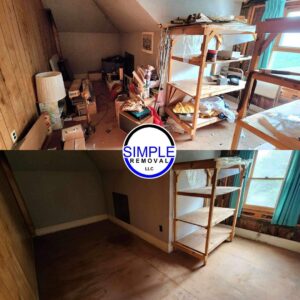 Before and after an attic cleanout service by Simple Removal LLC in Follansbee, WV.