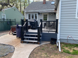 Backyard deck and stairs construction by Handyman Robert in Columbia Falls, MT.