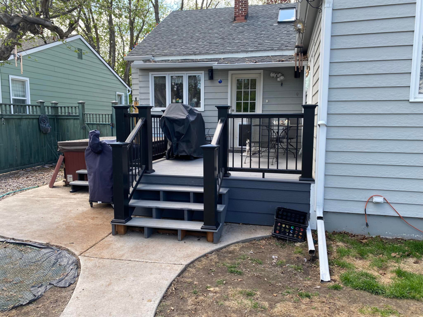 Backyard deck and stairs construction by Handyman Robert in Columbia Falls, MT.