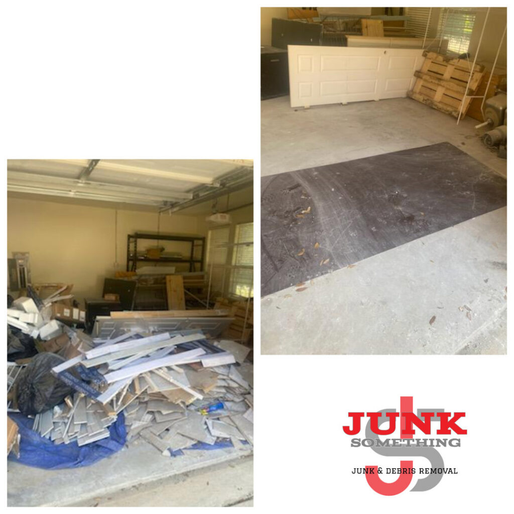 Before and after photos of backyard junk and debris removal by Junk Something llc in Dallas, TX.
