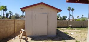 A newly constructed backyard shed by Centennial Builders, LLC in Litchfield Park, AZ.