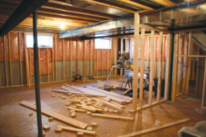 Professional basement framing and insulation work by GT Building Corp. in Hudson, MA.