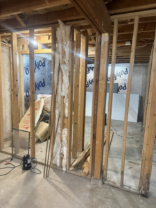 Basement framing and insulation installation in progress by Pineda's Construction LLC in Colorado Springs, CO