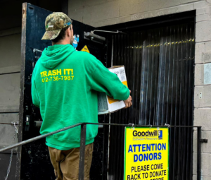Before and after photos of a complete basement junk removal and cleanout service by Trash It LLC in Pittsburgh, PA.