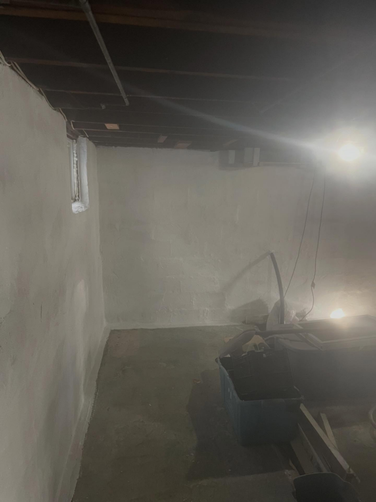 Freshly painted basement wall by Calnan Site Development LLC in Lynn, MA, showing completed handyman work.