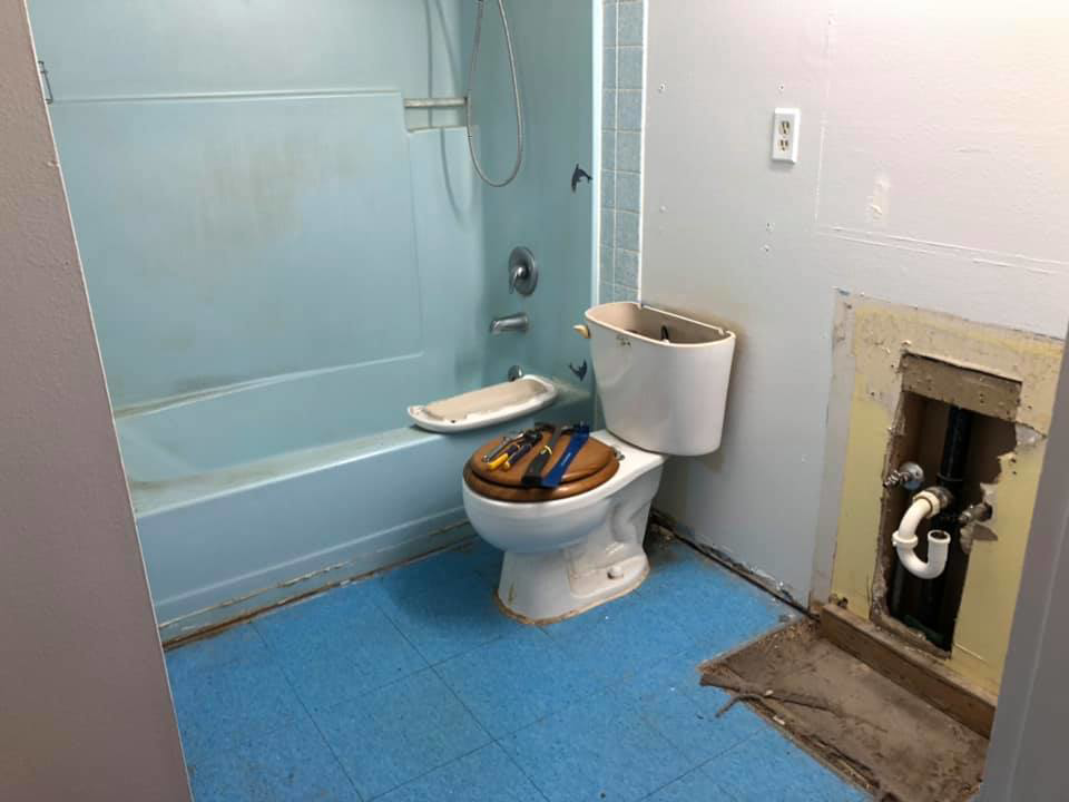 Bathroom demolition and plumbing work in progress by J & J Cavallo Custom, LLLP in Yakima, WA