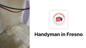 A bathroom renovation in progress with exposed pipes and damaged flooring by My Quality Handyman in Fresno, CA.