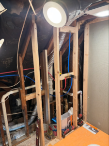 Bathroom rough-in with framing and plumbing by Gibson Construction Services LLC in Dunlap, TN