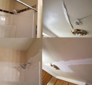 Bathroom shower installation and ceiling repair by Tj Drywall & Finishing LLC in Fort Wayne, IN.
