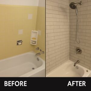 Before and after of a bathroom shower and tub remodel by SurePlan Handyman in North Ogden, UT