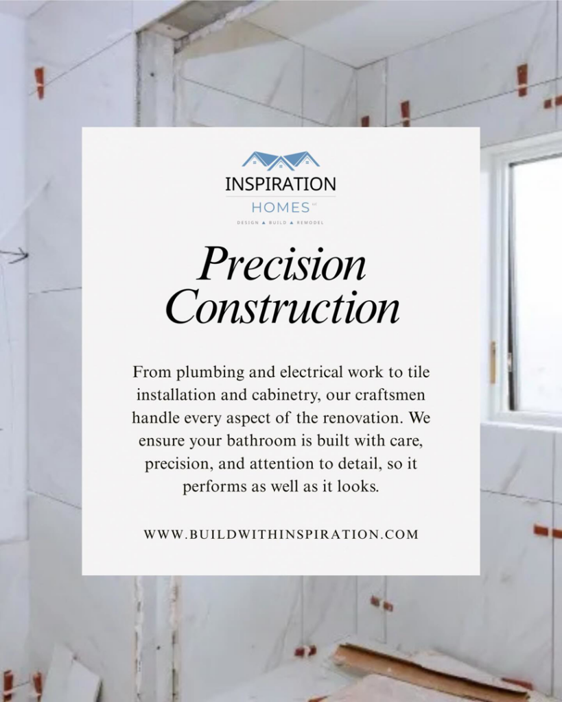 A bathroom undergoing renovation with new tiles being installed by Inspiration Homes in Spring Hill, TN