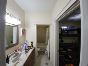 A bathroom undergoing trim installation and general repairs by Sir Fix-A-Lot Handyman Services, LLC in Palmer, AK.