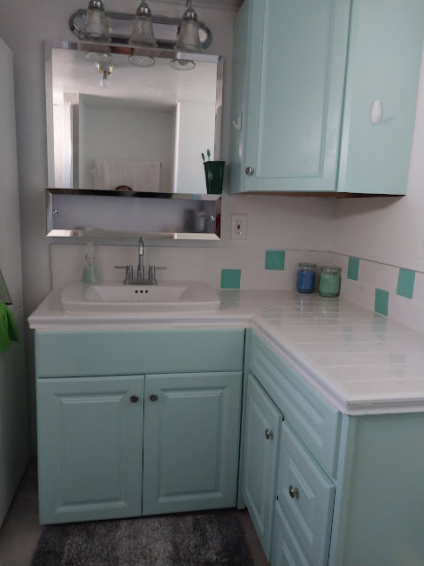 Bathroom vanity and cabinet installation as part of a remodel by Carpenter Joe's Handyman Service in Sacramento, CA