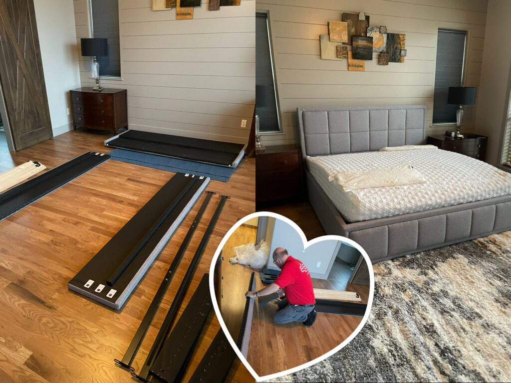 Before and after of a bed frame assembly service by Mr. Handyman of Boise, Meridian and Nampa in Nampa, ID.