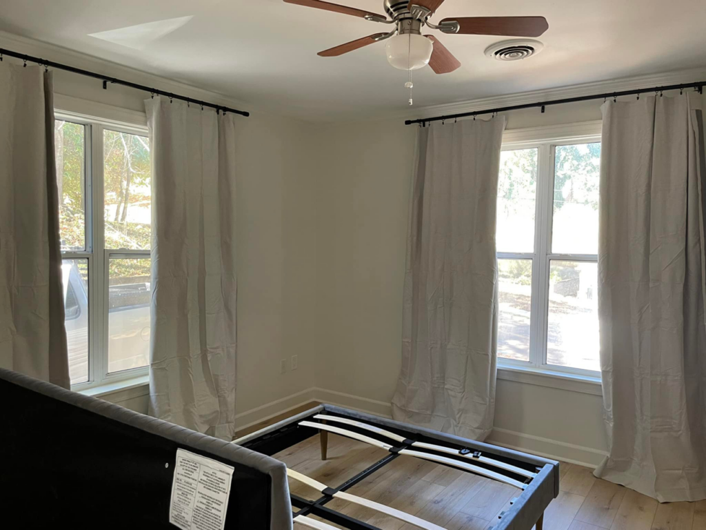 Bedroom curtain installation and bed frame assembly services provided by Berryhill Handyman and Home Preservation in Jonesboro, AR.