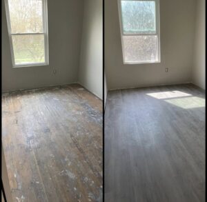 Before and after comparison of a flooring renovation project by Creative Touch Renovations LLC in Harrisburg, PA.