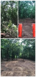 Before and after images demonstrating comprehensive lot clearing services by Wallace Tree Service in Russellville, AL.