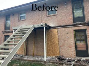 Before photo of an apartment building exterior renovation project by HorseandHedge in Lexington, KY.