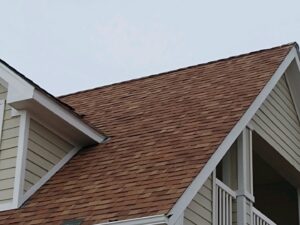 Brown asphalt shingle roof installation on a house by RC Contracting in Chesterfield, MO.