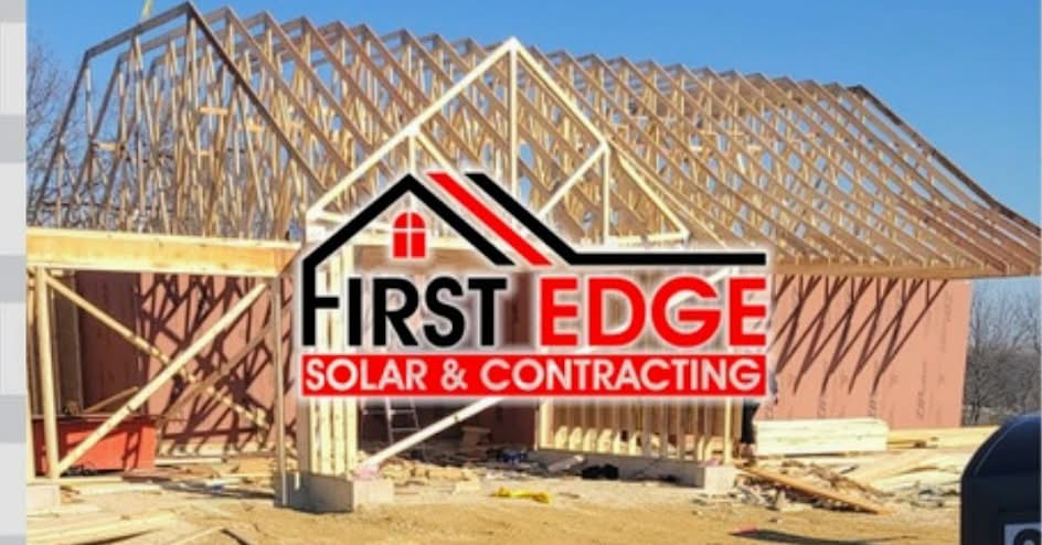 A new building under construction with visible wooden framing by First Edge Solar & Contracting in Rockford, IL.