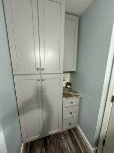 Custom built-in cabinets and countertop installed by Four Seasons Building & Remodeling in Mauldin, SC.