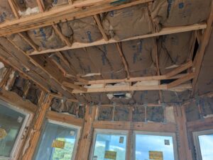 Batt insulation installed in a ceiling with complex framing by Insulation By Cohen's in Moncks Corner, SC.