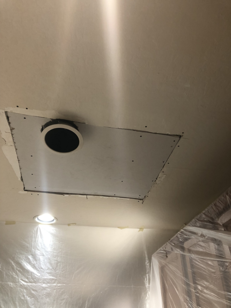 Drywall patch installed on a ceiling with an opening for a vent by Fonseca's Drywall, LLC in Glendale, AZ