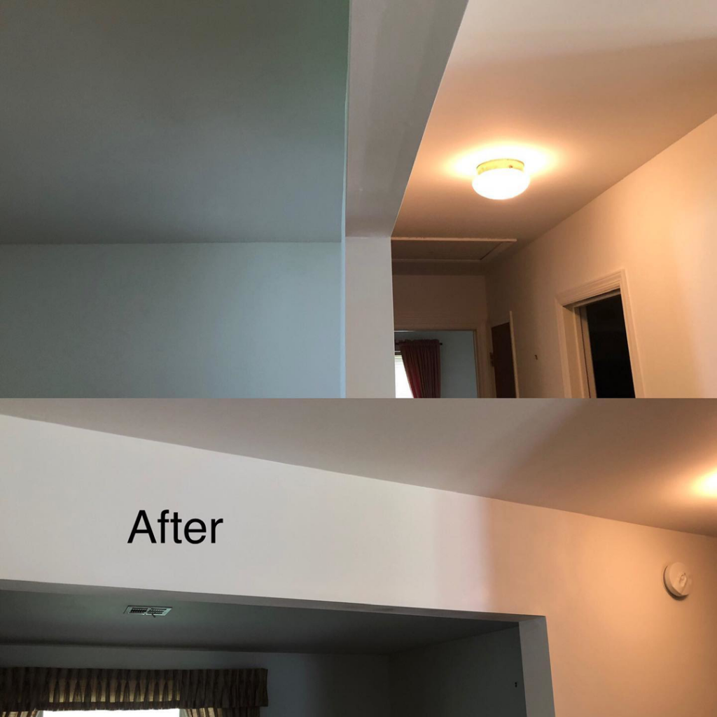 A freshly repaired and painted ceiling after work by AJS Contracting & Improvements LLC in Toms River, NJ.