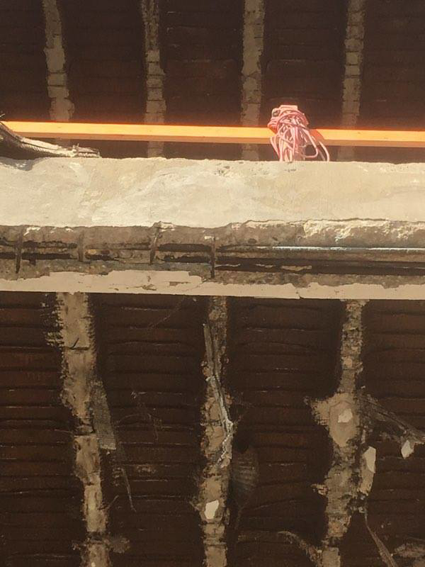 Exposed ceiling structure during a renovation or repair project by Kemna Restoration & Construction in Indianapolis, IN.