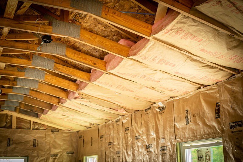 Ceiling and wall insulation installed in a new construction project by Key Insulation in San Antonio, TX.