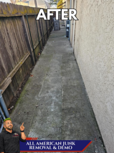 A clean and clear outdoor path after professional junk removal by All American Junk Removal And Demo LLC in Citrus Heights, CA.