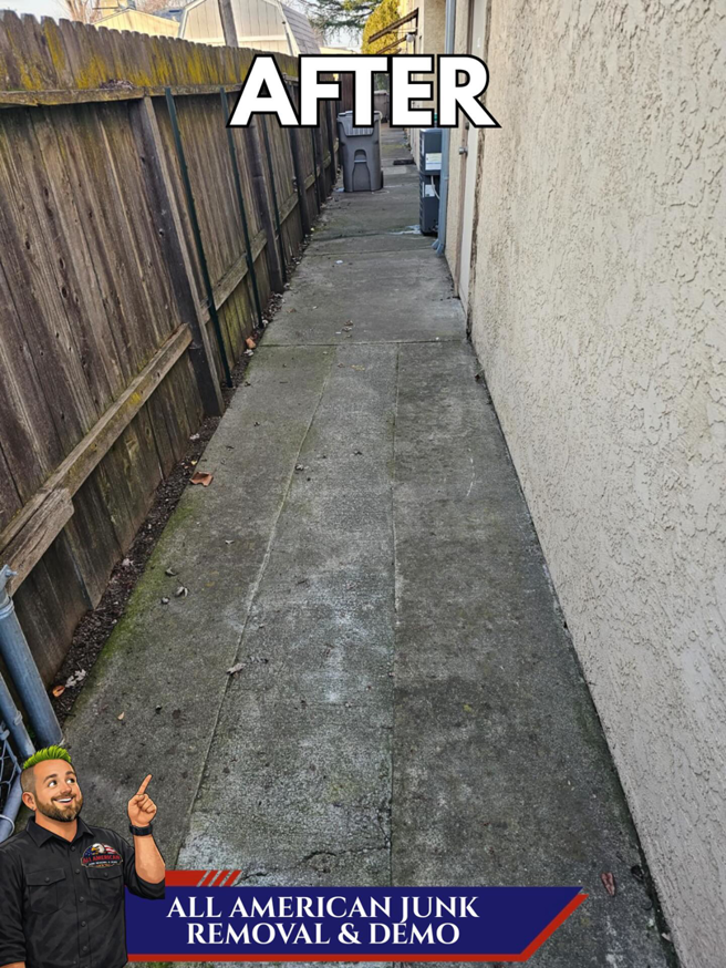A clean and clear outdoor path after professional junk removal by All American Junk Removal And Demo LLC in Citrus Heights, CA.