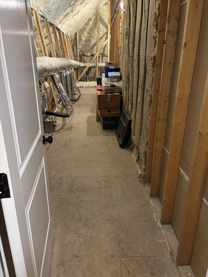 A cleaned-out attic storage space after a successful junk removal service by Nash's Cargo Company LLC in Shreveport, LA.