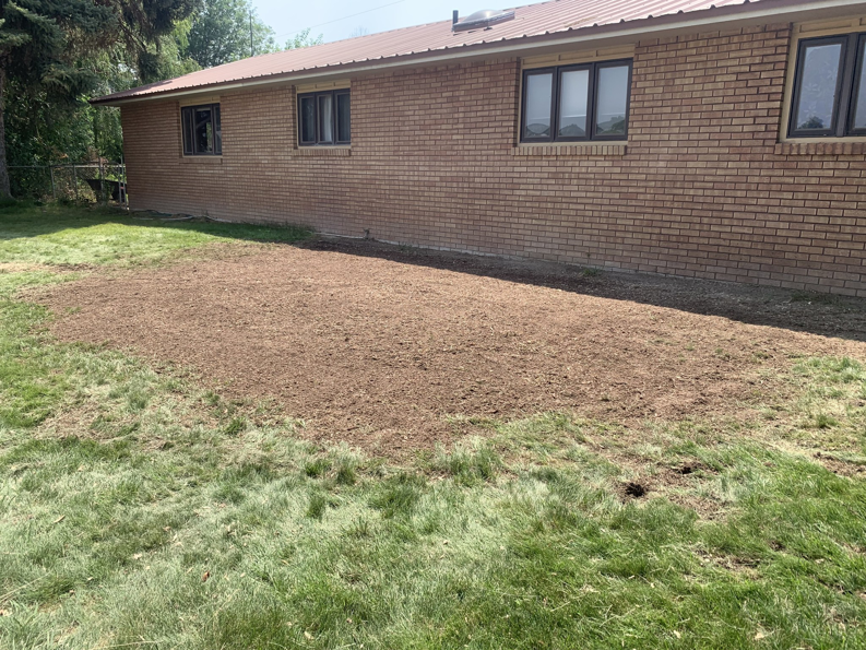 A section of ground cleared and leveled after a stump removal service by Idaho Stump Grinding in Twin Falls, ID.