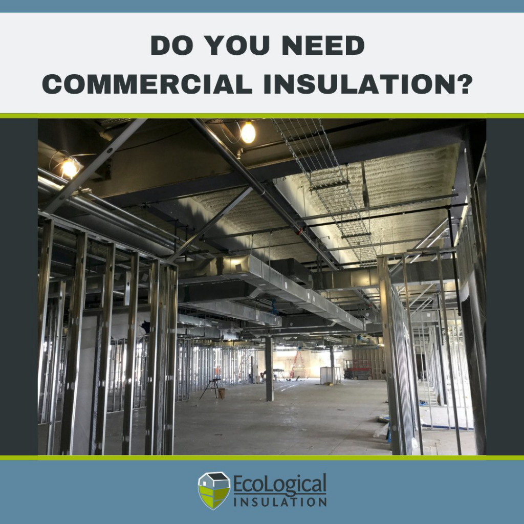Interior of a commercial building showing ceiling insulation by EcoLogical Insulation - Birmingham, AL.