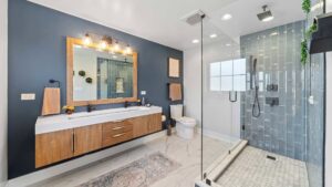 The modern brick exterior of a commercial building, showcasing construction expertise by ETI Construction in Chicago, IL.