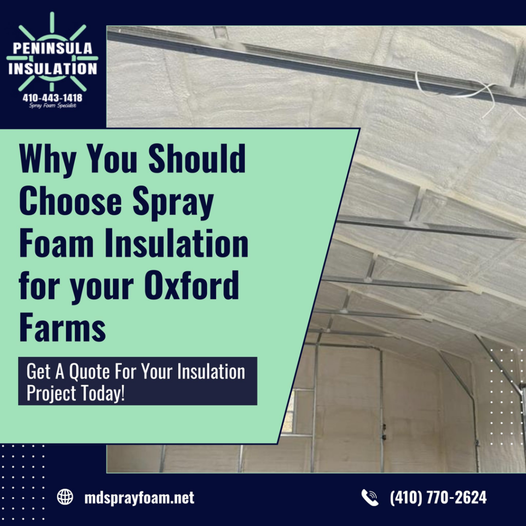 Commercial building spray foam insulation being installed by Peninsula Insulation, LLC in Easton, MD.