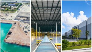 A collage showing various stages of commercial construction projects by Hernandez Construction & Development in Fort Lauderdale, FL.