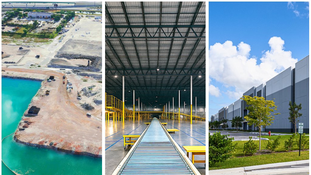 A collage showing various stages of commercial construction projects by Hernandez Construction & Development in Fort Lauderdale, FL.
