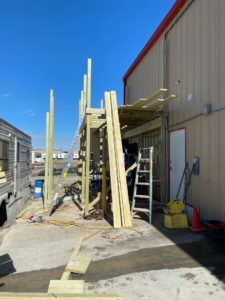 Commercial deck and stairs under construction by JP Construction in San Antonio, TX.