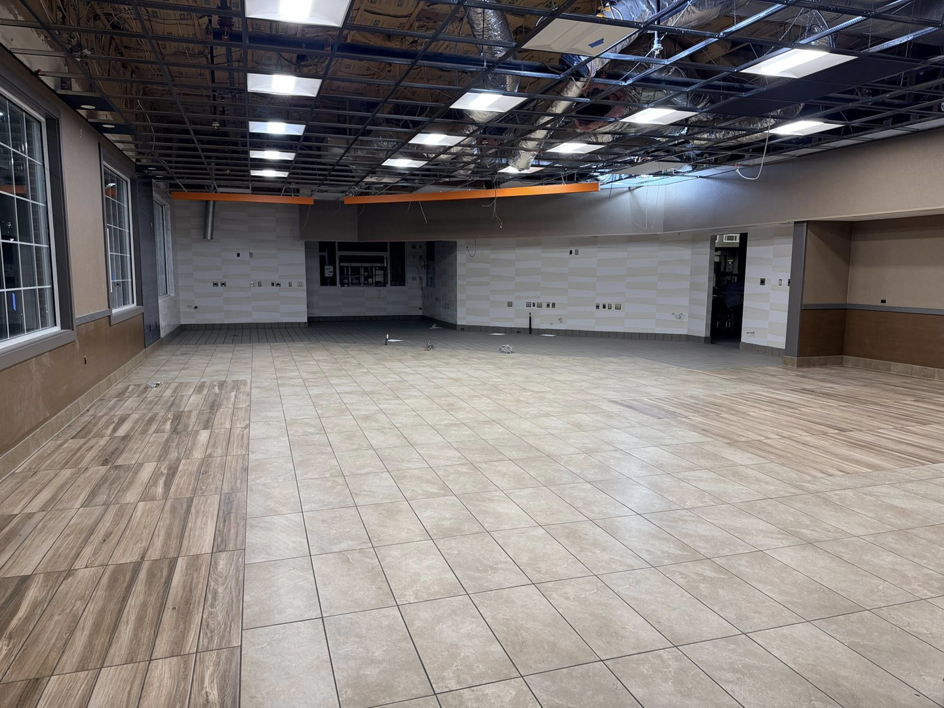 A wide view of a commercial interior renovation project by P.G.R Construction,Inc in Rehoboth, MA.