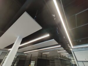 Modern commercial lighting fixtures installed in a retail space by DemoCraft Commercial Services in Everett, WA