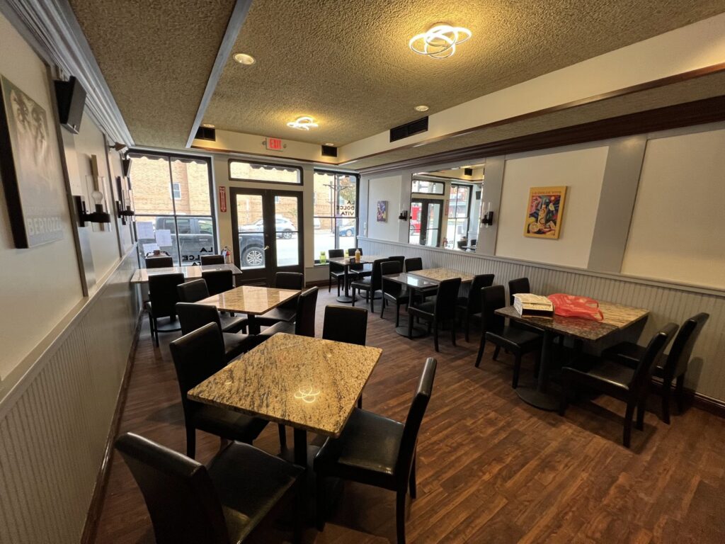 A completed commercial interior renovation for a restaurant space by 3Rivers General Contracting in Pittsburgh, PA.