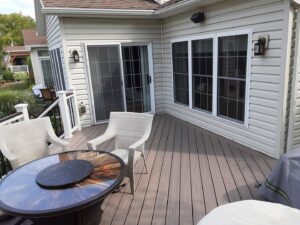 Completed deck and patio area with outdoor furniture by NS Construction in Imperial, CA.